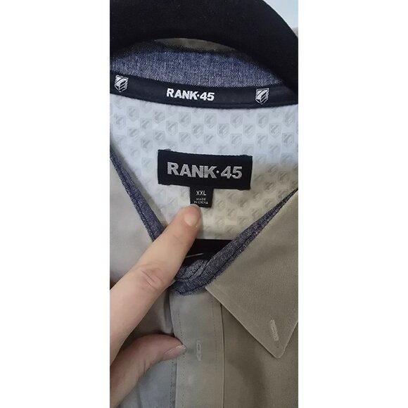 Mens Rank-45 Beige Long-Sleeve Button-Up Shirt XXL Cotton Blend - Picture 3 of 3